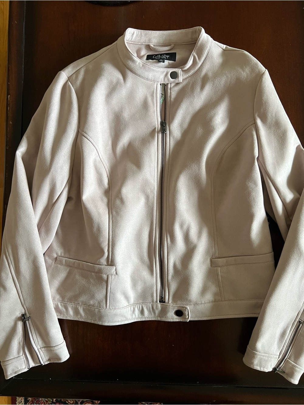 CoffeeShop Women's Light Blush Zip-Front Bomber Jacket